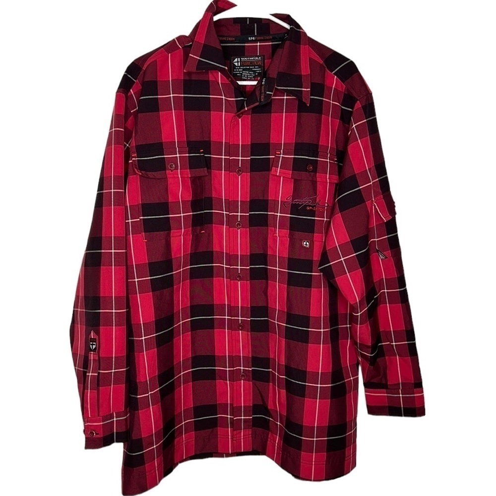 Southpole Mens‎ SPG Function Flannel Shirt Size Large Red Grunge Streetwear 90s